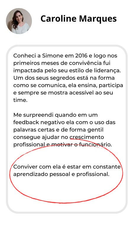 Caroline Marques aluna do método MP3 de liderança humanizada